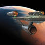 Restored Starship Enterprise Model Over Mars