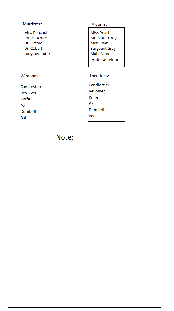 Clue Game 1 Notes