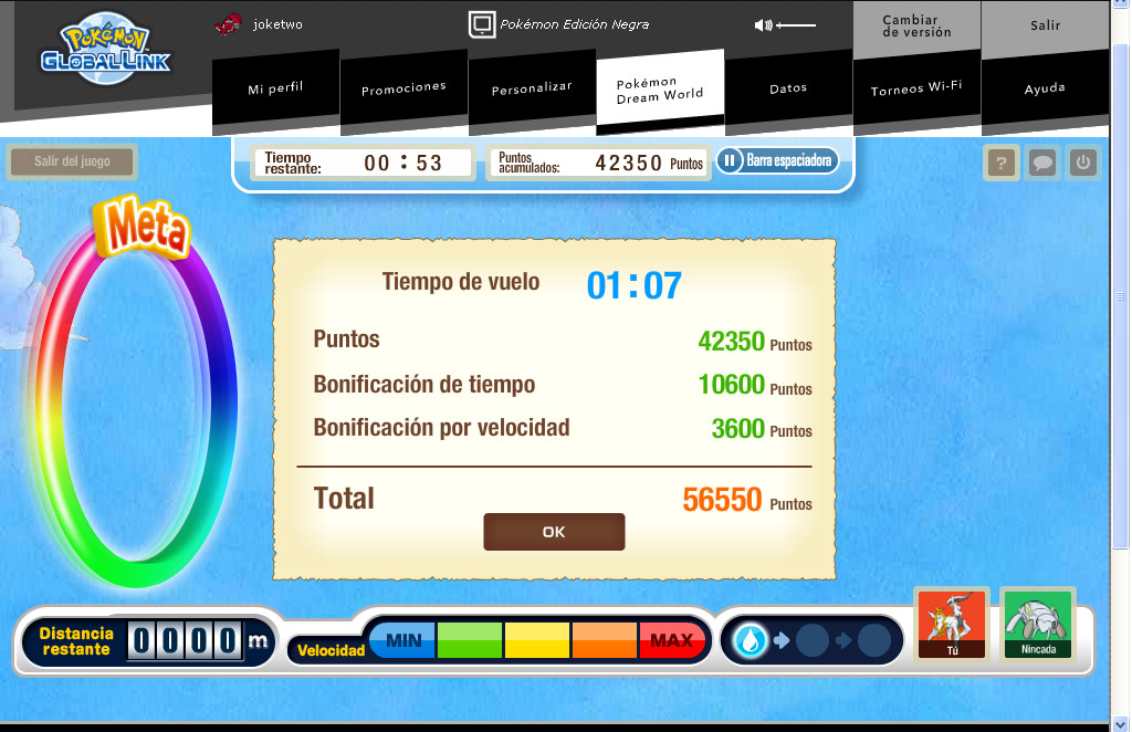 Pokemon Dream World mi record en Carrera aerea