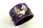 Purple Black Broken Heart Leather Cuff Bracelet by StorytellerZero