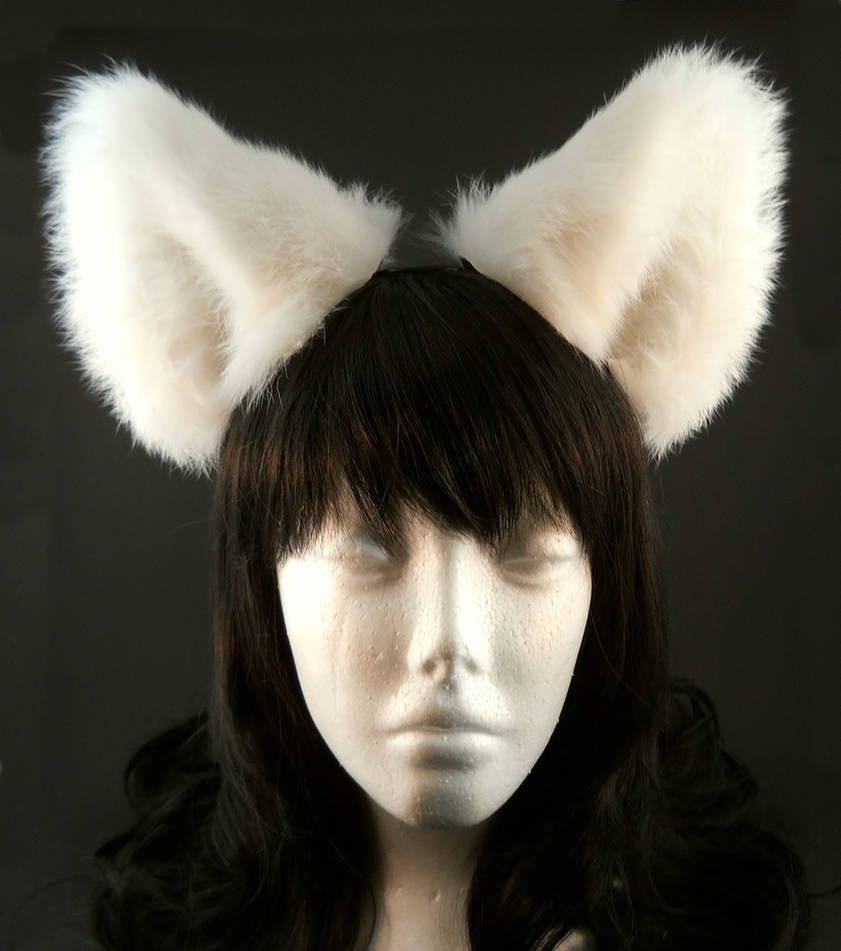 Large White Fur Cat Ears Nekomimi by StorytellerZero on DeviantArt