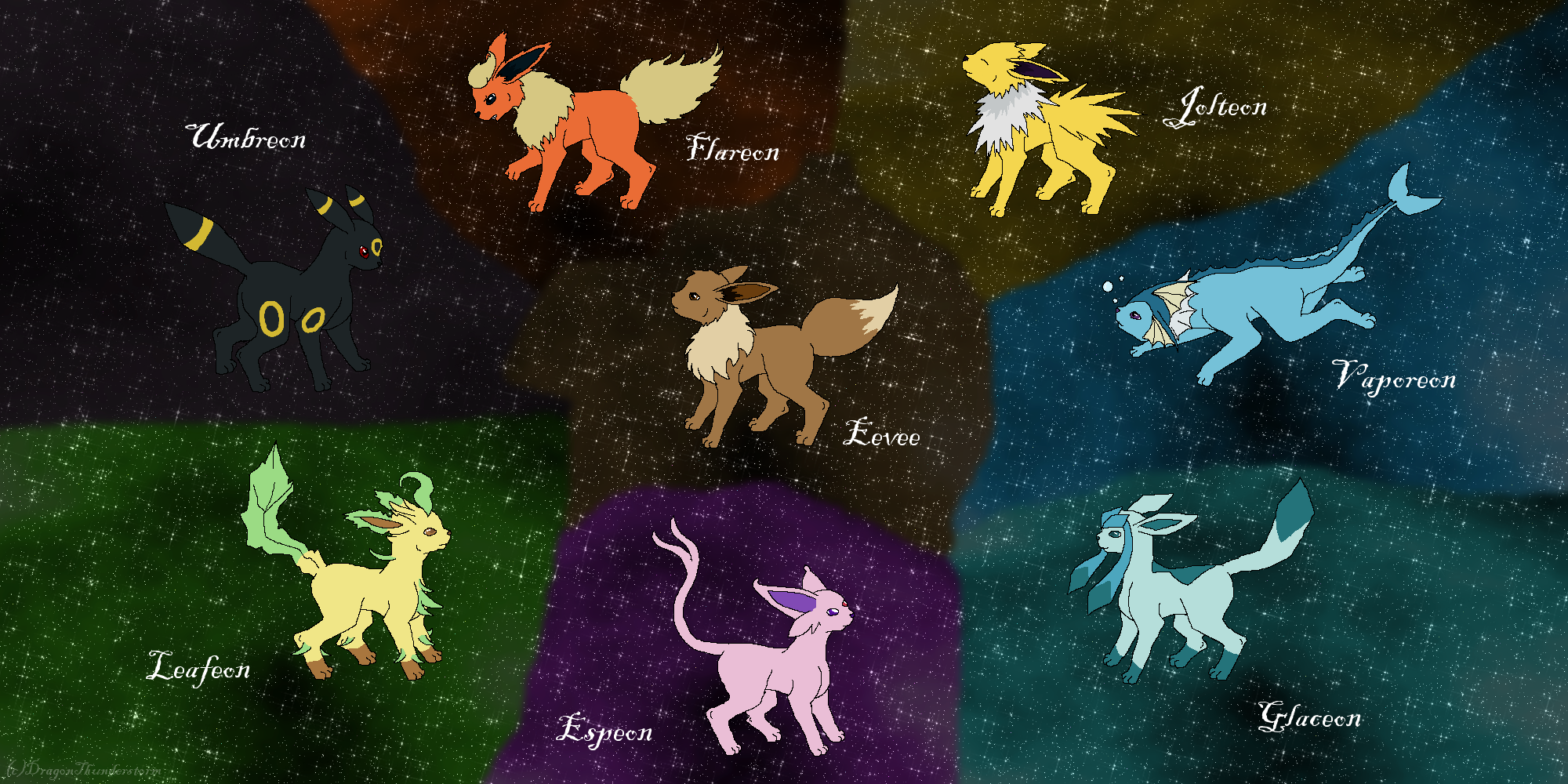 Eevee evolutions by DawnblueDragon on DeviantArt