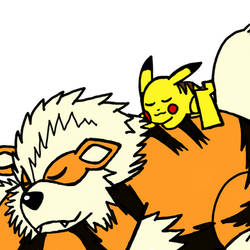 Pikachu and Arcanine