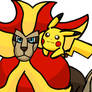 Pikachu and Pyroar