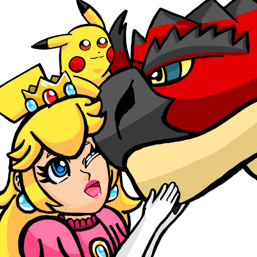 Pikachu, Peach and Rathalos by RobynHillZoneAct25 on DeviantArt