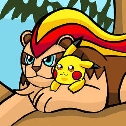 Pikachu and Pyroar