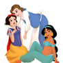 belle, jasmine and snow white