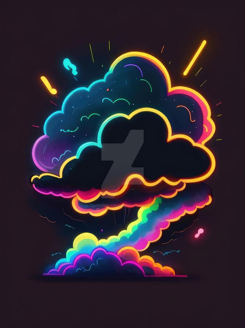Rainbow cloud, dark iPhone wallpaper
