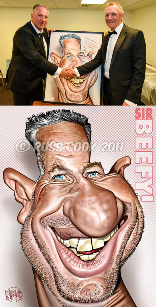 Ian Botham Auctioned Caricature