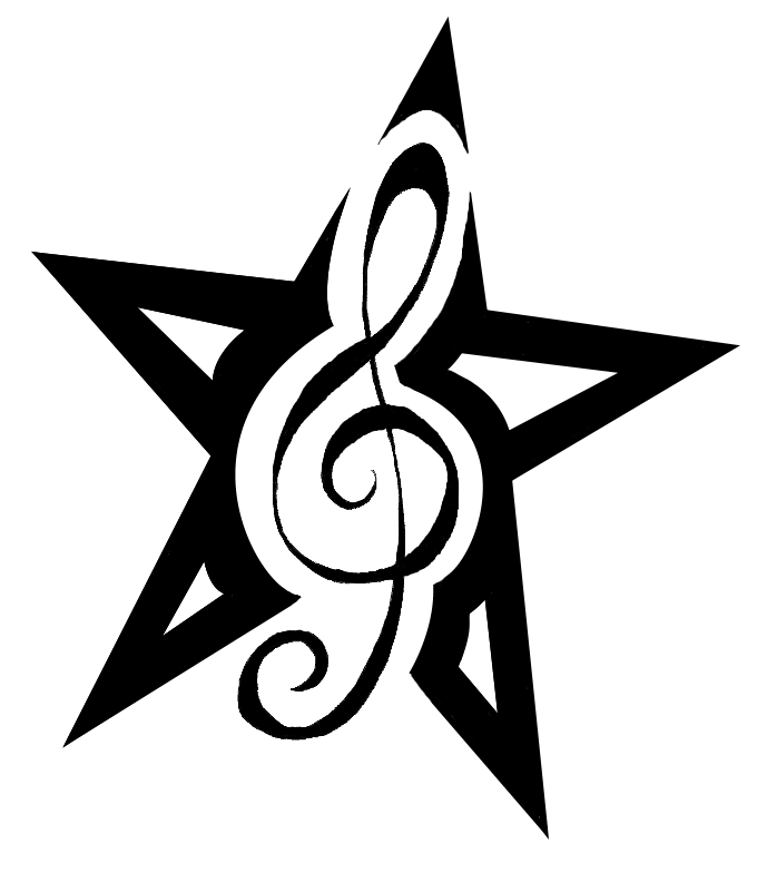 Treble Clef Star Tattoo