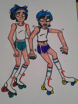 2-D trying to get his son to skate....