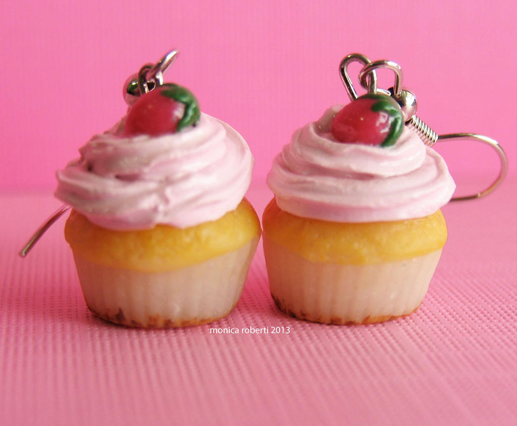 Handmade Strawberry Shortcake Cupcake Earrings