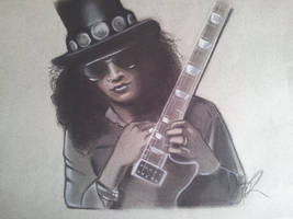 Slash - Black and white pastel drawing