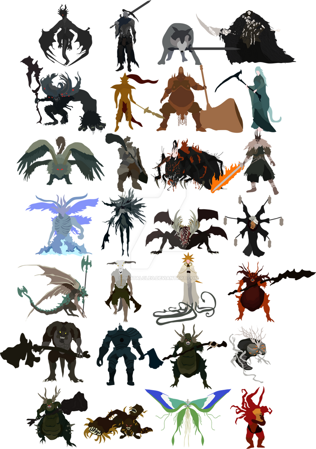 All Dark Souls bosses by DigitalCleo on DeviantArt