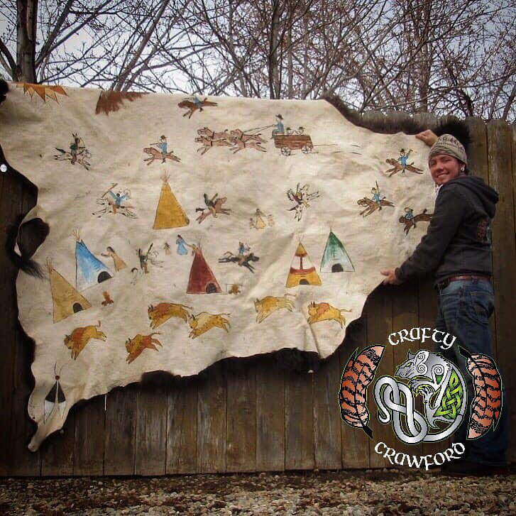 Buffalo robe Brain tanned Traditionally painted by CraftyCrawford1 on ...
