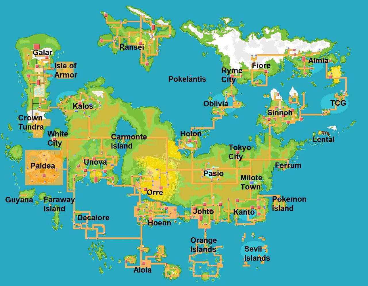 Pokemon world map all regions by advancesky on DeviantArt