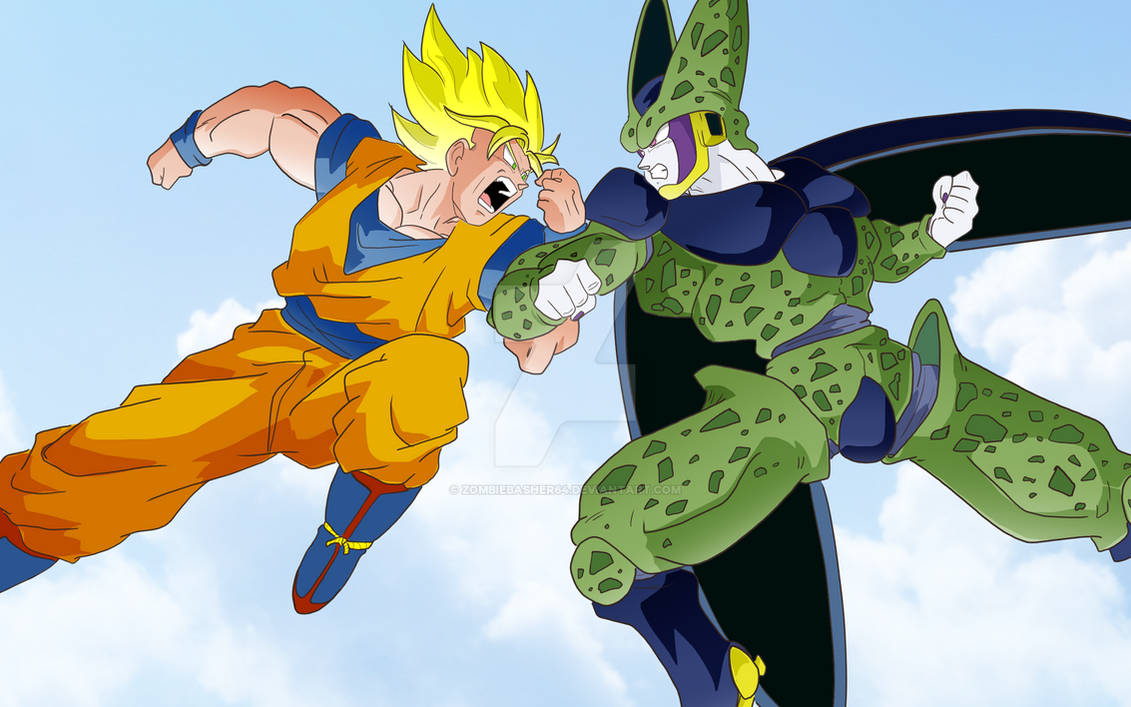 Goku vs Cell by zombiebasher64 on DeviantArt