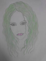 Green hair woman