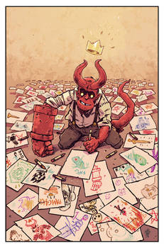 Hellboy Jr draws his future.