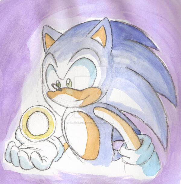 Watercolor: Sonic and a ring