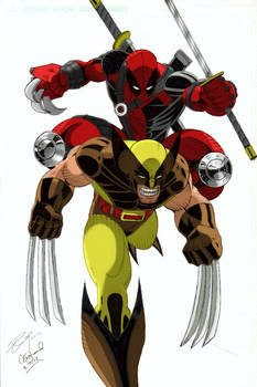 wolverine and deadpool by chewydraws on
