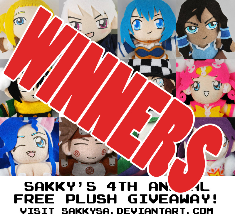 Sakky's 4th Annual Free Plush Giveaway! WINNERS!