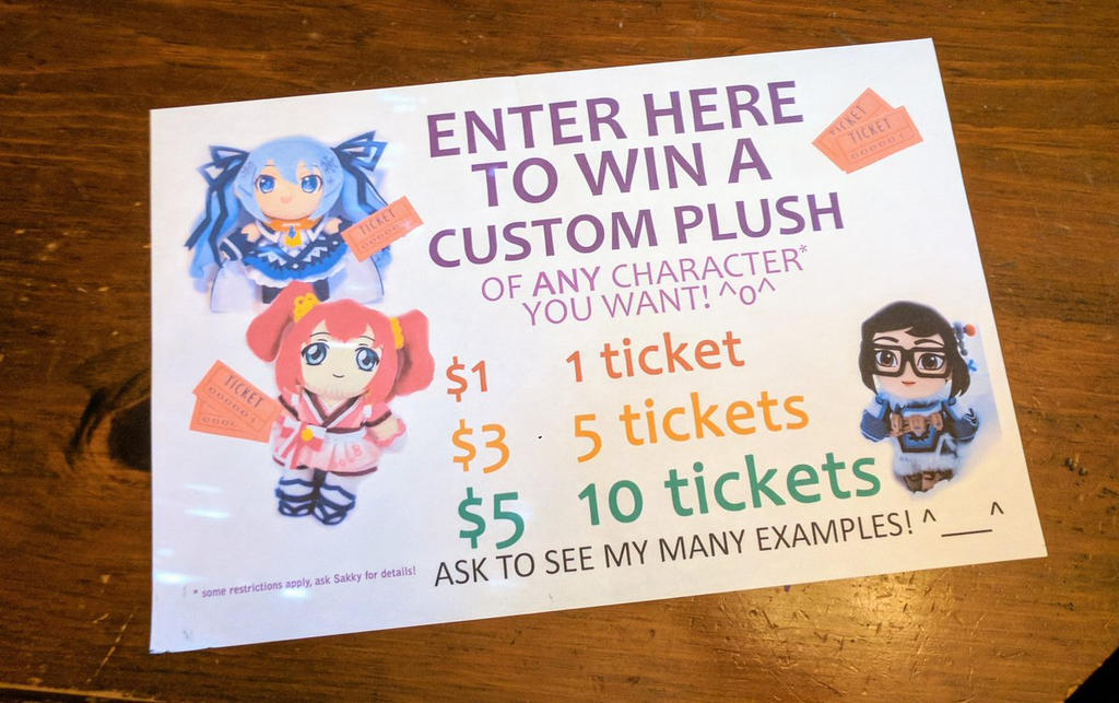 Another Anime Con Win Any Plush Raffle by SarahForde on DeviantArt