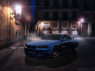 Night Nissan Skyline R34 GTR