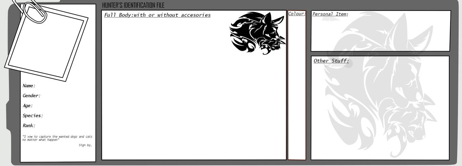 Hunter Application Sheet By Rain Strive On DeviantArt