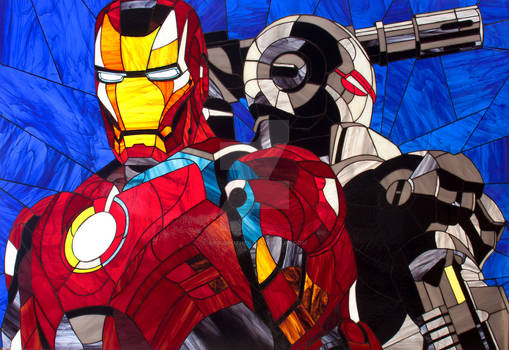 Iron man and War machine. Photos stained glass pic