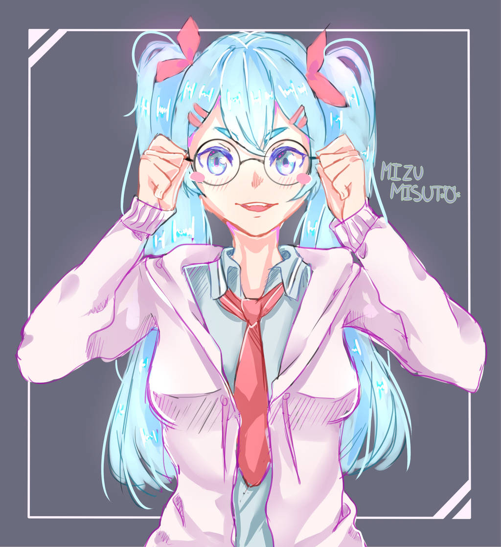 Miku with Glasses by MizuMisuto