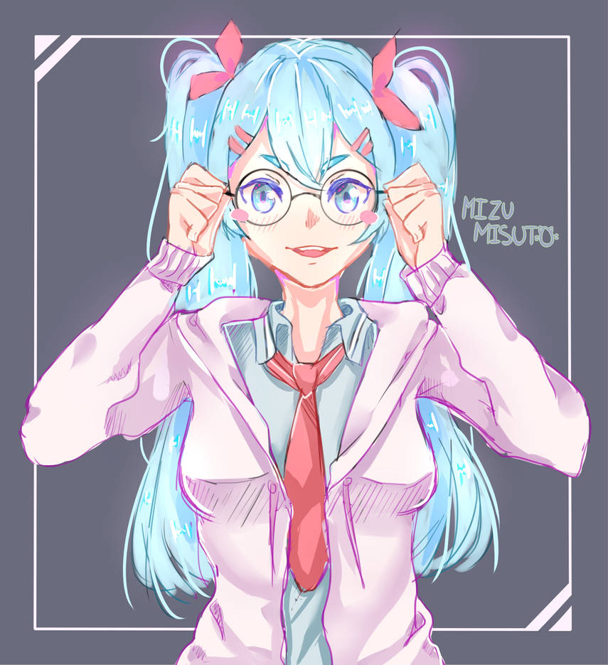 Miku with Glasses by MizuMisuto