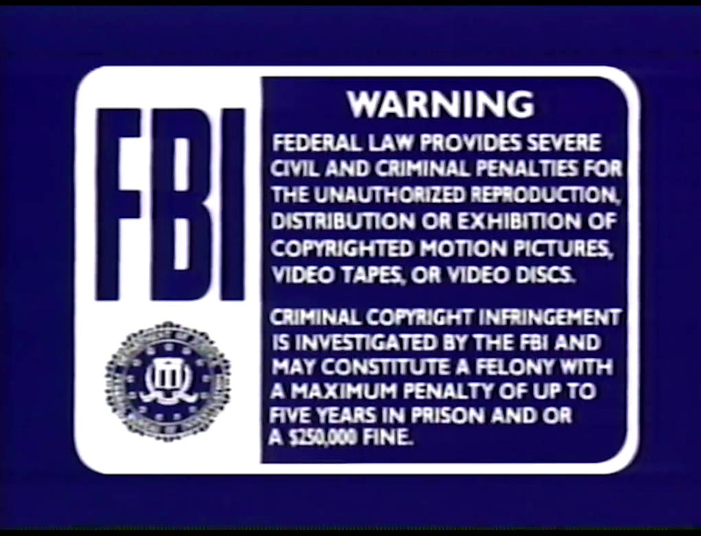 Hit Fbi Warning BVHE 'prototype' FBI warning screens (1991) by AcentricReborn on DeviantArt