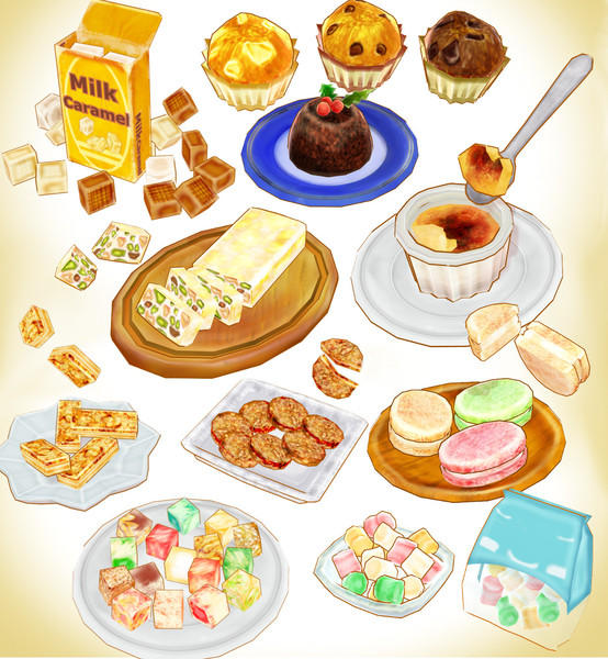 Snack Mmd Assorted Cake and sweet model set MMD DOWNLOAD by Hack-Girl on DeviantArt