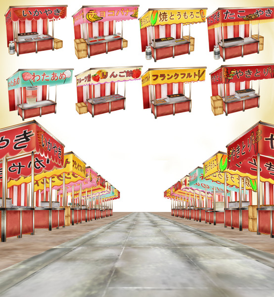 Street stalls for festival MMD MODEL DOWNLOAD