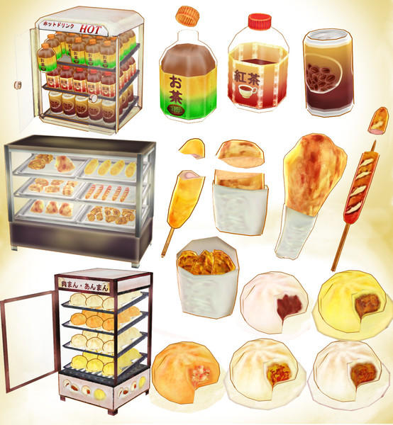 Snack Mmd MMD Convenience store Food set ver1.0 MODEL DL by Hack-Girl on DeviantArt