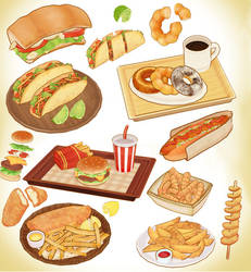 MMD fast food lunch set download model