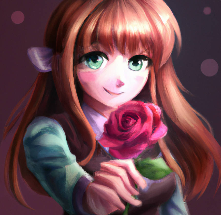 Monika Handing You A Rose by drechenaux on DeviantArt