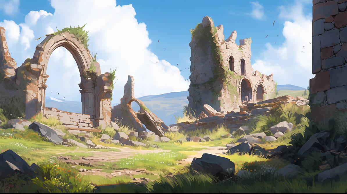Castle Ruins VN Background by drechenaux on DeviantArt