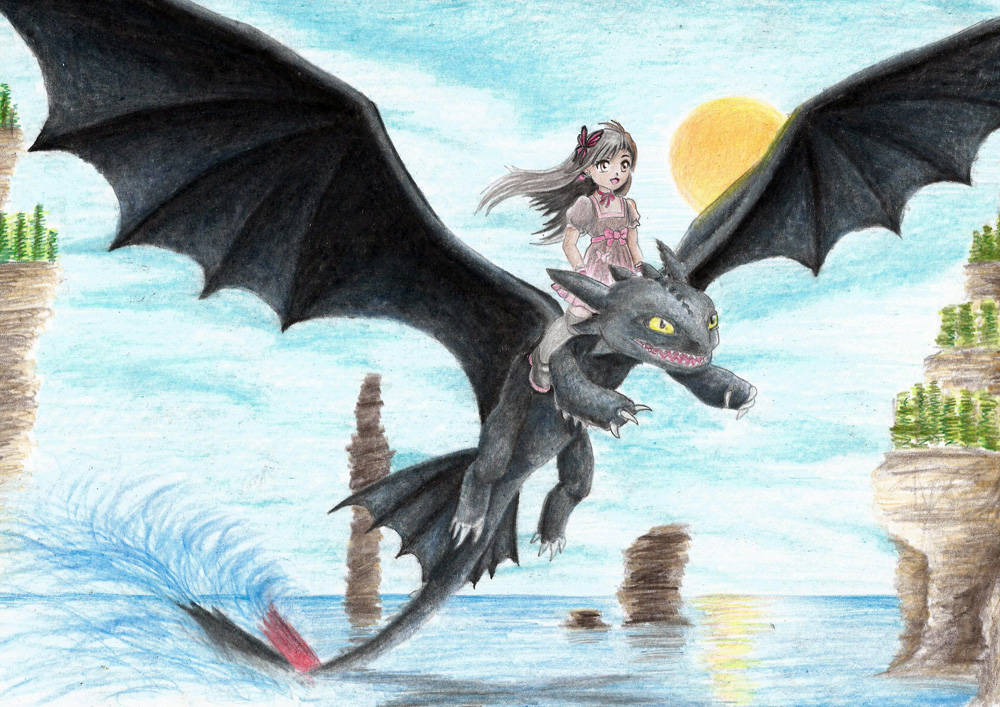 Anakin Riding Toothless Riding on Toothless's back by Arelychan on DeviantArt