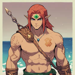 Gerudo link, muscle shirtless, legend of Zelda, sw