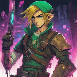 Cyberpunk link, legend of Zelda, cyberpunk,