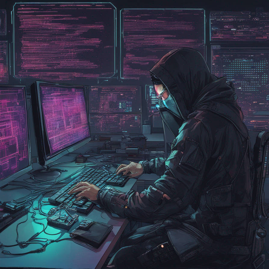 Cyberpunk hacking into a computer system, cyberpun by Final47 on DeviantArt