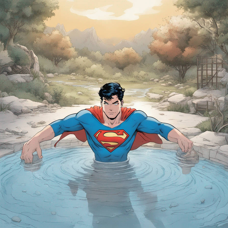Superboy enjoying a hot spring, superboy, Superman by Final47 on DeviantArt