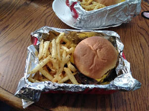 Montreal steak burgers and French fries