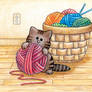 Cat by the Yarn Basket