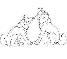 Free Wolf Couple Lineart 2