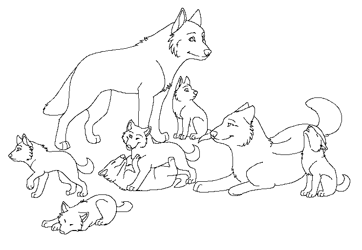 Free Wolf Pack Lineart