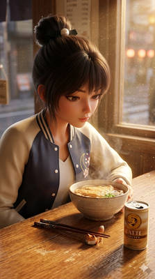 Aki - Kitsune udon and canned sweet latte
