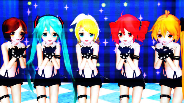 MMD-Kimagure mercy Teto,Miku,Neru,Rin Y Meiko-Api